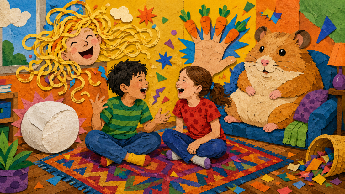 Two kids laughing while imagining silly would-you-rather options