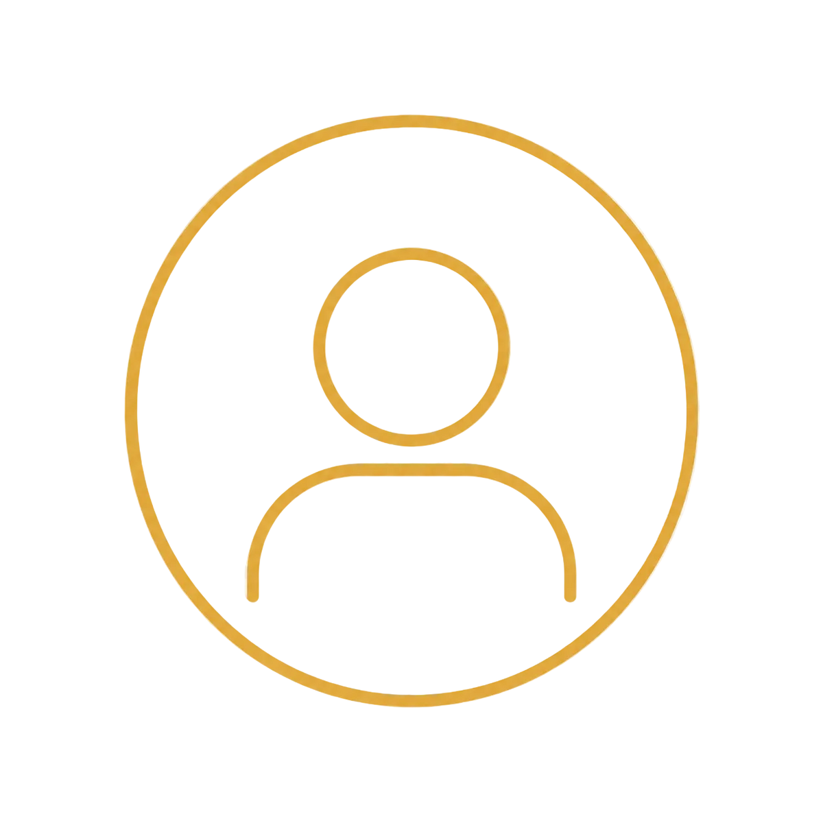 Gold outline of a person icon on a transparent background