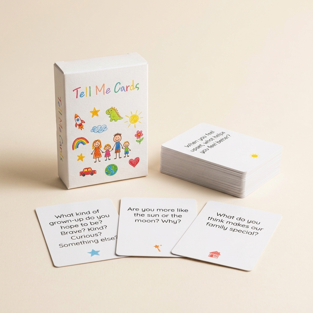 Tell Me Cards parent-child conversation card deck with question cards designed to help kids open up and build emotional connection
